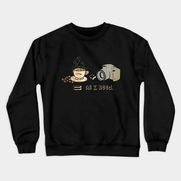 All I Need is Coffee and My Camera Vintage Crewneck Sweatshirt by peterstringfellow6